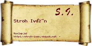 Stroh Iván névjegykártya
